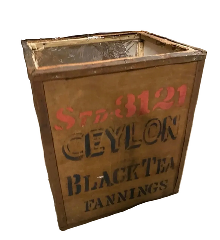 Large Vintage Black Tea Wooden Box With Lining