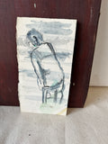 Expressionism Watercolor Painting of Backside Sitting Person