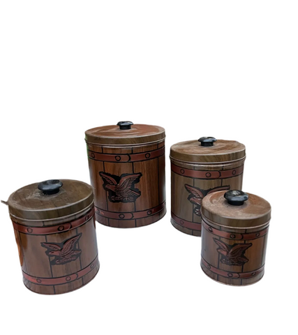 Collection of Metal Jars With Eagle Accents