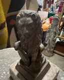 Small Brass Lion Figure on Stone Stand