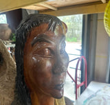 Large Wooden Hand Made Native American Life Size Sculpture