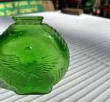 Pair of Small Glass Eagle Jars, Blue and Green