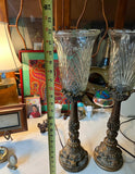 Pair of Brass and Glass Detailed Lamps