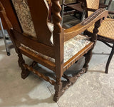 1970s English Style Carved Wooden Barley Twist Accent Chair