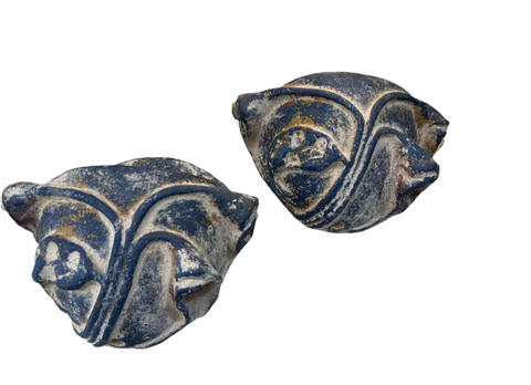 1980s Blue Stone Wall Planters - Set of 2