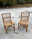 Pair of Boho Chic Rattan Detailed Side Chairs