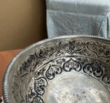 Large Silver Decorative Pedestal Bowl With Heart Details