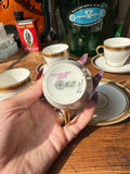 Collection of Small Greek Key Teacups and Saucers- 10 Pieces Total