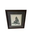 Signed 24/200 Black and White Cowboy Print, Framed