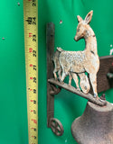 Vintage Iron Wall Hanging Dinner Bell With Deer Figures