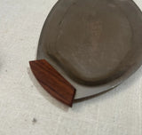 Small Silver Serving Tray With Wooden Teak Handles