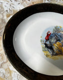 Vintage Thanksgiving Turkey Ceramic Platter With Gold Rim Accents