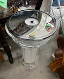 Lucite Light Up Side Table With Signed Clock Table Top