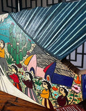Hand Painted Folk Art Wedding Scene on Wooden Fish Art Piece