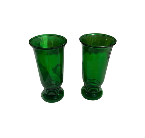 Pair of Green Glass Tall Vases