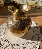 Intricate Brass Vase Hand Hammered Details