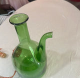 Italian Green Glass Vintage Wine Decanter With Straw Stopper