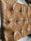 Brown Fabric Covered Tufted Square Ottoman