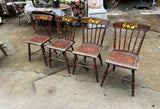 Collection of Hand Painted Plank Seat Chairs - Set of 4