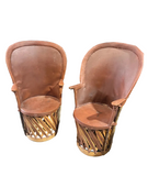 Vintage Pair of Wooden and Leather Equipale Chairs