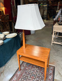 Mid Century Wooden Table With Lamp