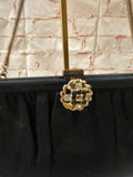 Small Black Hand Bag With Gold and Jewel Accents *Missing Jewels