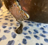 Large Hand Hammered Footed Brass Planter Bucket