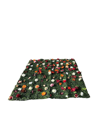 (Rentable Only) Collection of Faux Greenery and Flower Wall Squares Backdrop