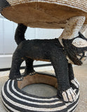 Black and White Hand Beaded African Style Stool
