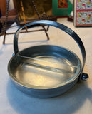 Silver and Glass Double Sided Ashtray With Handle