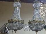 Crystal and Gold Hollywood Regency Bow and Garland Chandelier