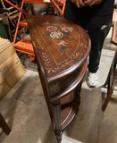 Demilune Wooden Table With Painted Flower Accents