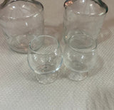 Pair of Crystal Glass Decanters and Cognac Glasses- Set of 4
