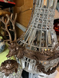 Bronze and Crystal Deer Head Stag Sconce