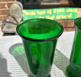 Pair of Green Glass Tall Vases