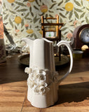 White Ceramic Floral Vintage Pitcher