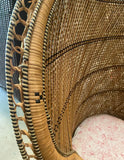 Petite Vintage Wicker Peacock Chair and Cushion