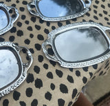 Collection of Miniature Silver Etched Serving Trays- Set of 6
