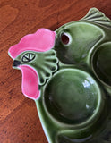 Vintage Green Ceramic Deviled Egg Chicken Plate
