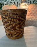 Vintage Hand Woven Basket in Zig-Zag Pattern