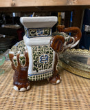 Brown Elephant Ceramic Planter Stand