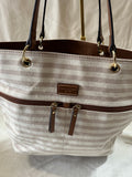 Tan Stripped Tommy Hilfiger Tote Bag