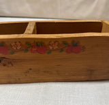 Wooden Rectangular Catchall With Floral Details