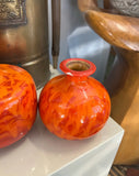 Pair of Vintage Orange Ceramic Vases