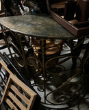 Vintage Metal Demilune Detailed Console Table