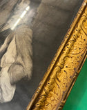 Vintage Black and White Mezzotint Portrait in Gold Frame