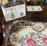 Detailed Floral Vintage Ceramic Petite Tray With Gold Accents