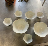 Collection of Ceramic White Lotus Nesting Bowls- Set of 7