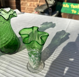 Trio of Green Glass Vases