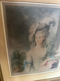 Vintage Gold Framed Mezzotint of Woman